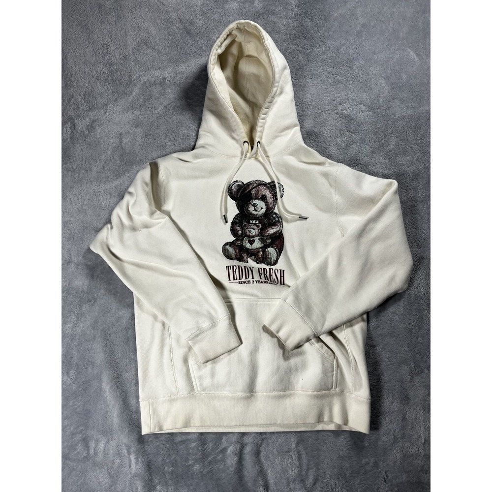 Teddy Fresh White Fleece Big Logo Hoodie Size Medium